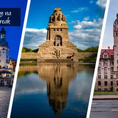 Lipsk, idealny na citybreak, to miasto w Niemczech. Widok na ratusz, Pomnik Bitwy Narodów i budynek sądu.