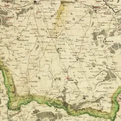 Stary, ręcznie rysowany plan pokazuje tereny, gdzie jest Podlasie, z zaznaczonymi wsiami i miasteczkami jak Strusy, Mordy, Losice.