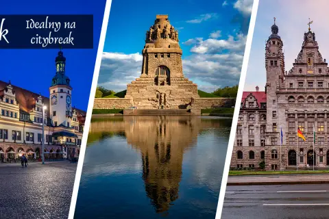 Lipsk, idealny na citybreak, to miasto w Niemczech. Widok na ratusz, Pomnik Bitwy Narodów i budynek sądu.